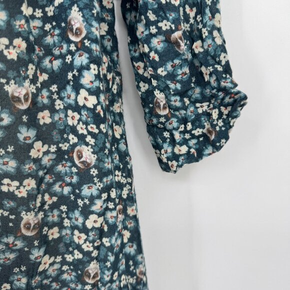 Paul and Joe Sister Grumpy Cat Floral gauze smoked dress tunic top blouse Print - Picture 4 of 12
